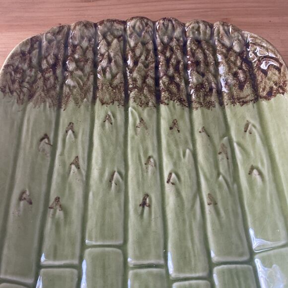 Bordallo Pinheiro Asparagus Plate Vtg Green Serving Tray Platter Portugal 12" - Picture 4 of 8